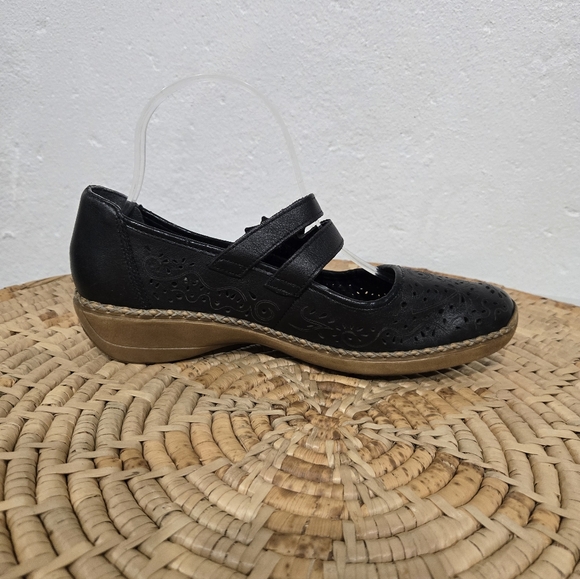 Rieker Black Leather Mary Jane Shoes - Picture 3 of 7